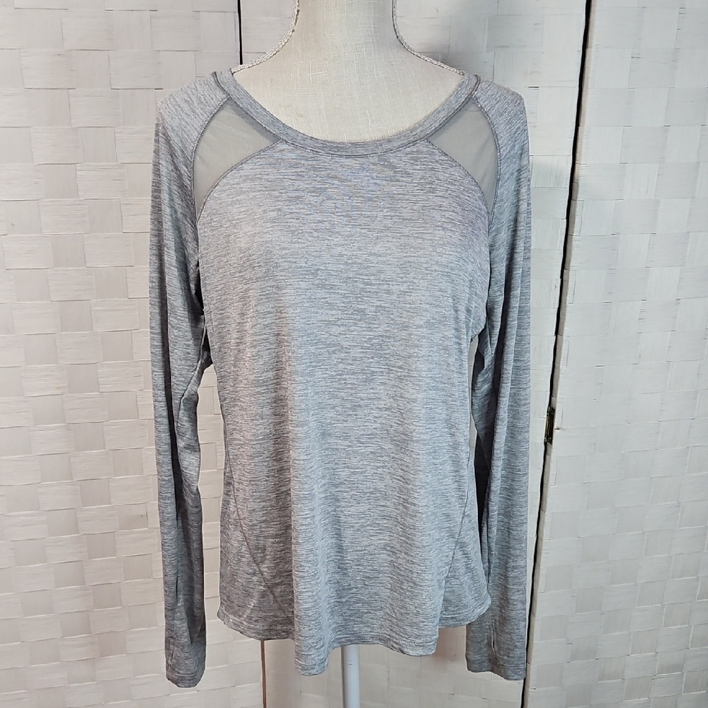 RBX Heather Gray Mesh Long Sleeve Top